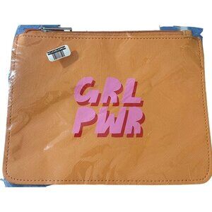 GRL PWR Girl Power Gift with Purchase Cosmetic Travel Pouch Orange Pink